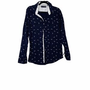 Level TEN dark blue mens buttoned down shirt . L